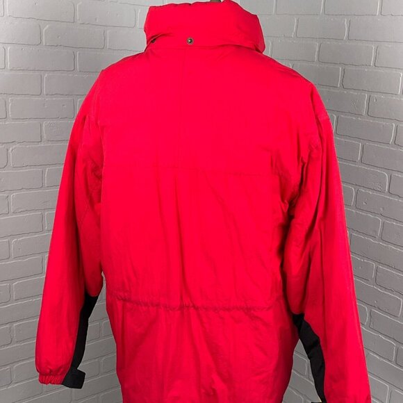 Marlboro Coat Men Large Red Black Anorak Zip Quilt Duck Down Nylon Jacket VTG‎ - Picture 3 of 13